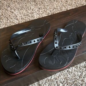 Christian Louboutin Black and Red Spiked Sandals